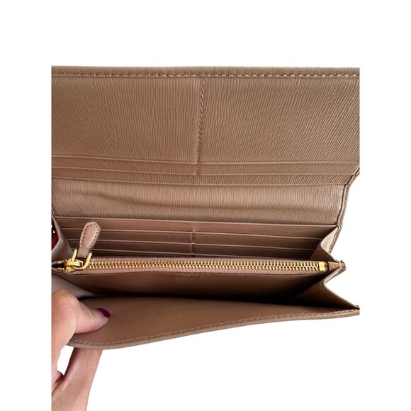 PRADA Cammeo Camel Saffiano Leather Clutch Long Wallet - Picture 8 of 11